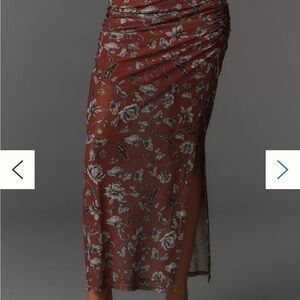 Anthropology The Aleda Mesh Ruched Maxi Skirt by Maeve